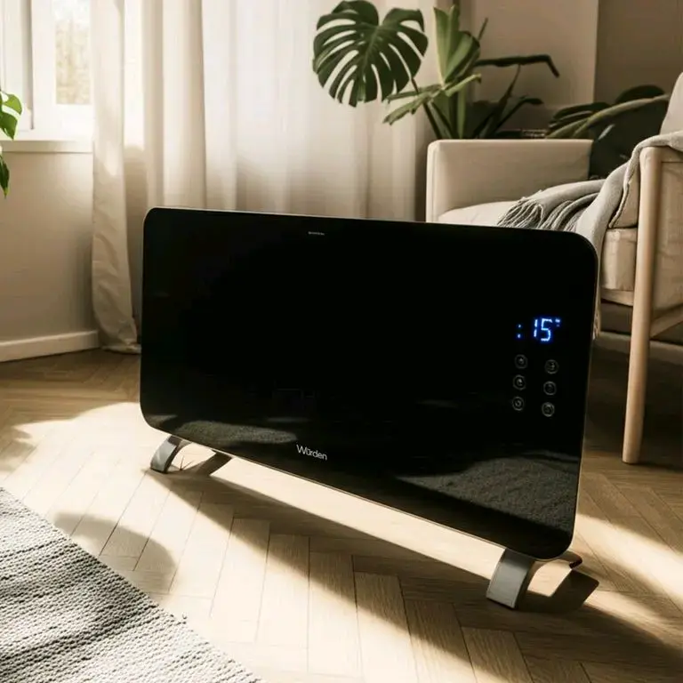 Calefactor eléctrico de vidrio negro Wörden