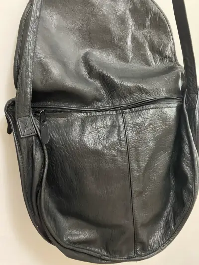 Bolso bandolera de cuero negro - miniatura 3