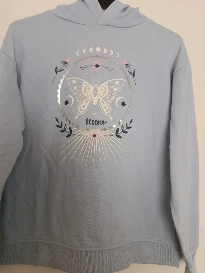 Polerón niña talla 11-12 con gorro diseño mariposa - 2
