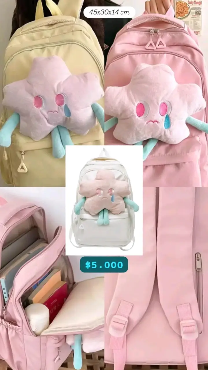 Mochila infantil con diseño de estrella y lágrimas