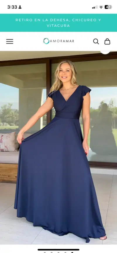 Vestido largo azul elegante para mujer - miniatura 1