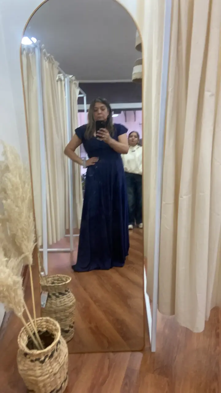 Vestido largo azul elegante para mujer - 2