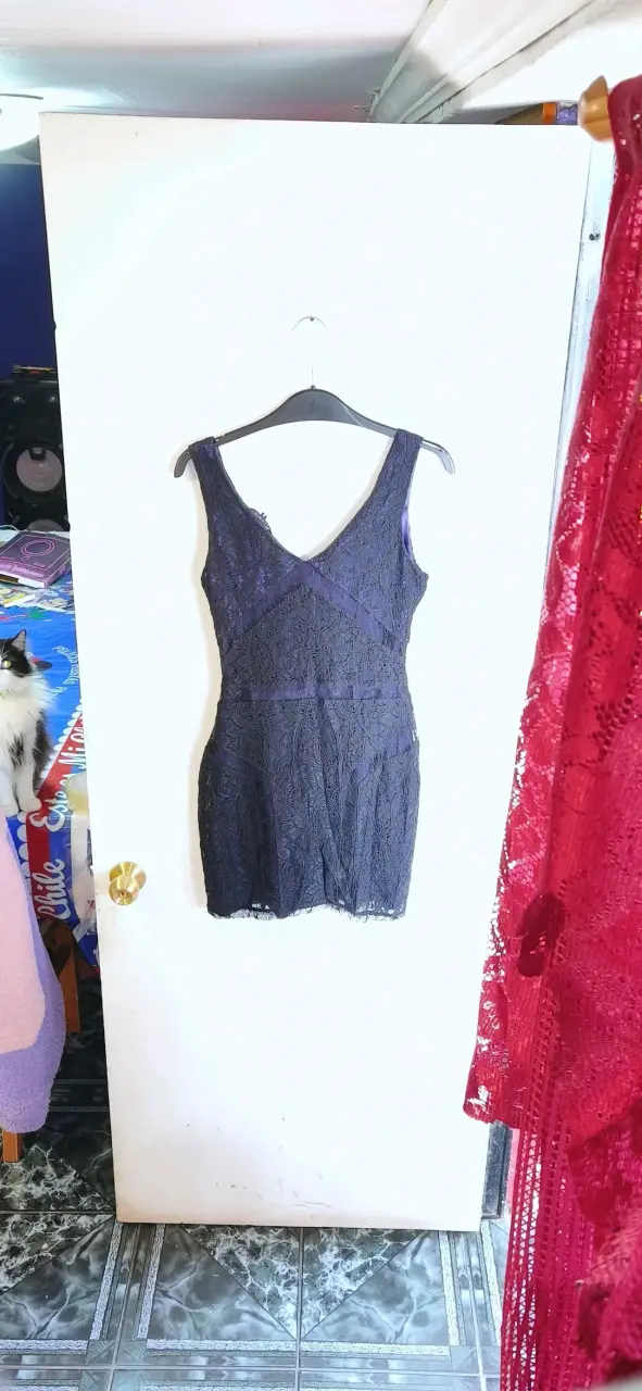 Vestido de encaje azul Alaniz talla S - 2