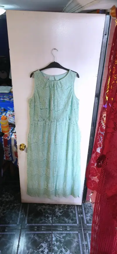 Vestido de encaje verde menta sin mangas - miniatura 1