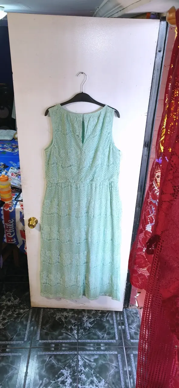 Vestido de encaje verde menta sin mangas - 2