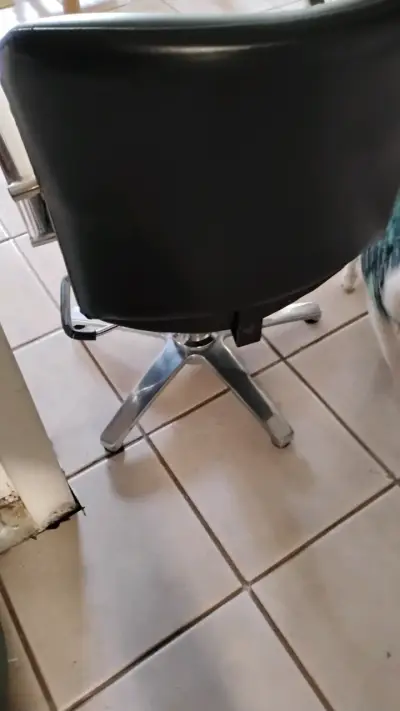 Silla de peluquería negra con base cromada - miniatura 2