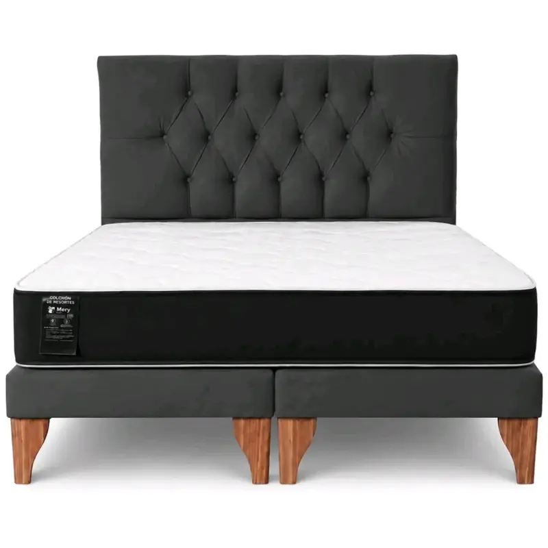 Cama con colchón de resortes Mery de 2 plazas - 1