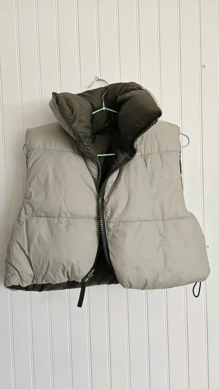 Chaleco Reversible Acolchado Unisex Verde y Gris - 3