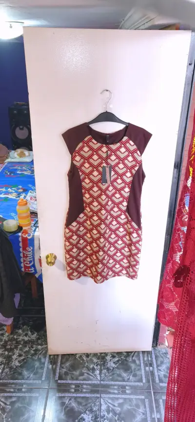 Vestido Zibel estampado geométrico marrón - miniatura 1