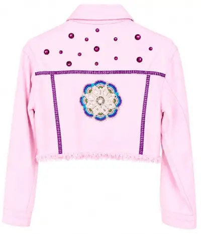 Chaqueta corta rosa con detalles de pedrería - miniatura 4