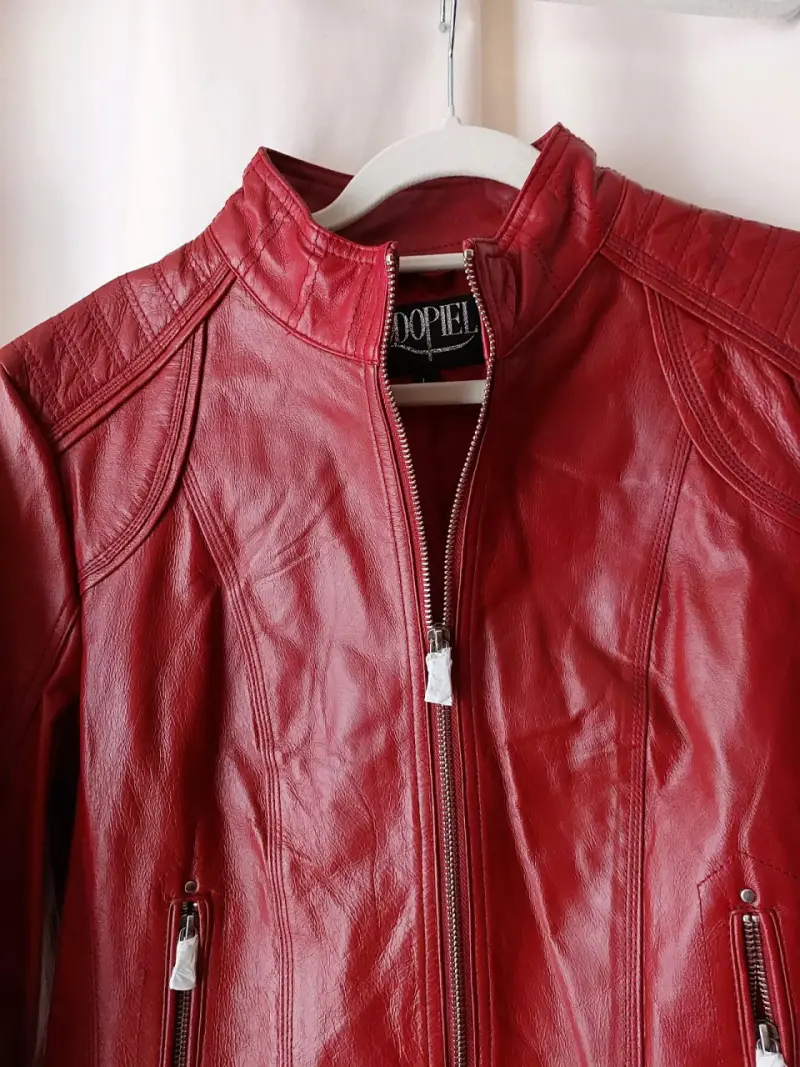 Chaqueta de cuero natural roja para mujer Todopiel - 2