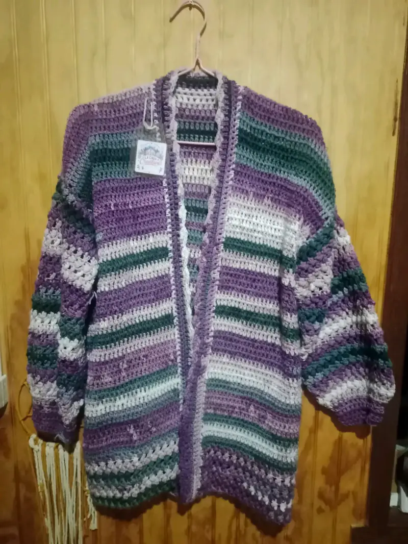 Cardigan tejido a crochet multicolor