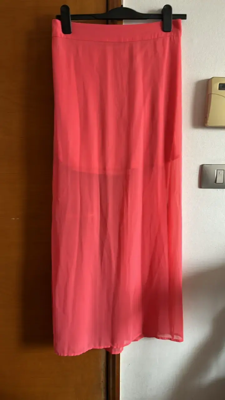 Falda larga rosa transparente para mujer - 1