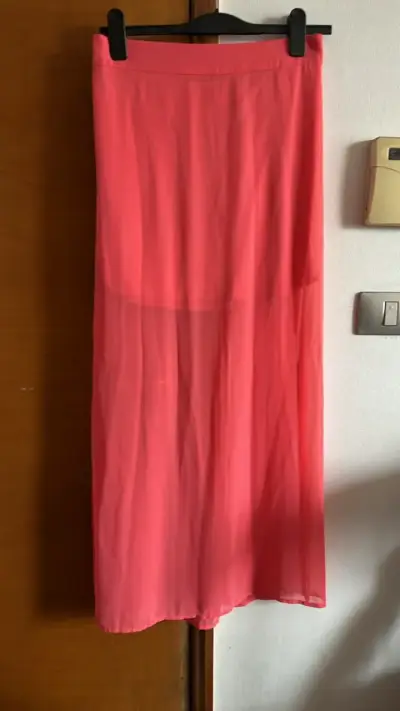 Falda larga rosa transparente para mujer - miniatura 1