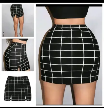 Vestido mini negro elástico para mujer - miniatura 3