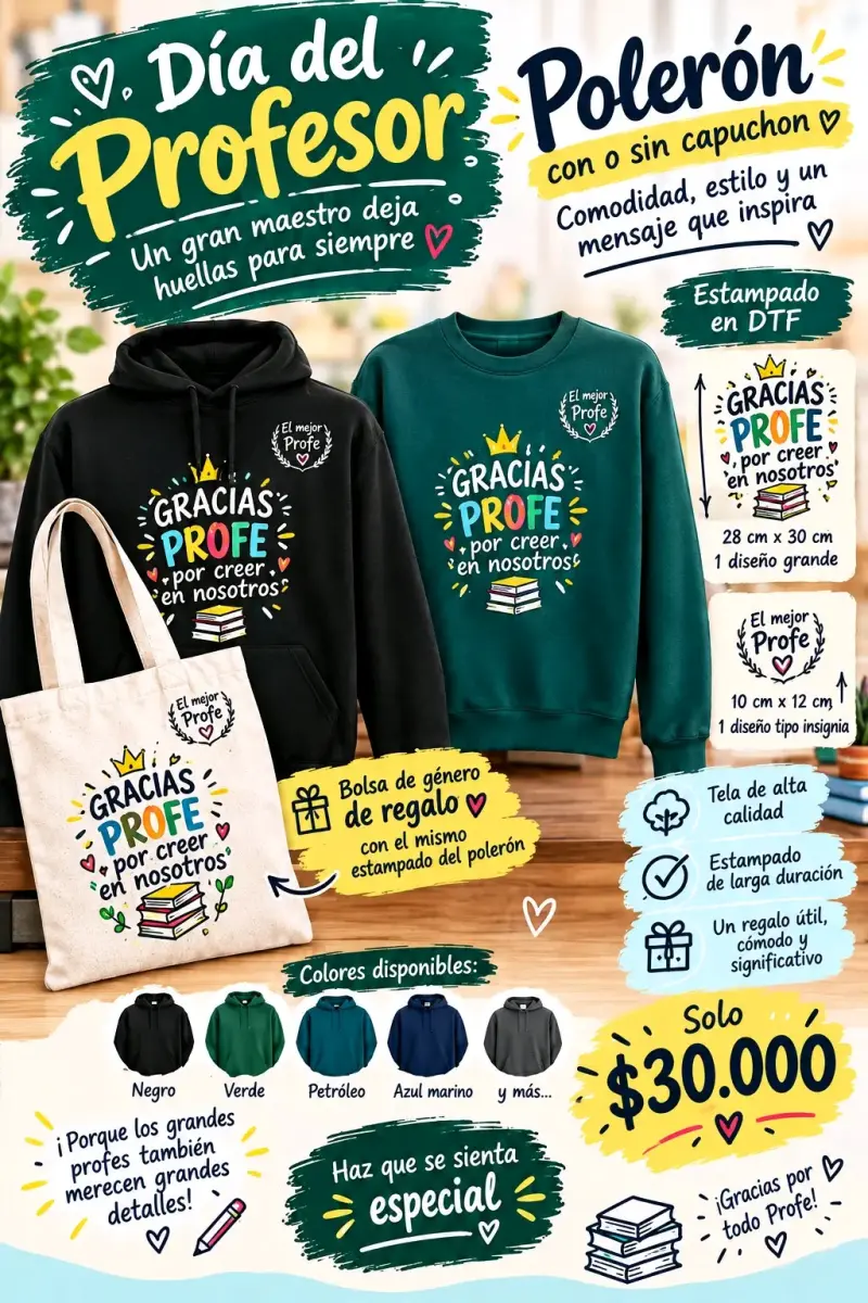 Polerón Día del Profesor con Estampado