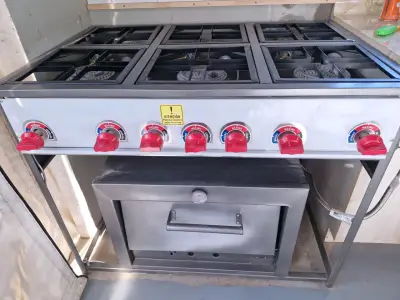 Cocina industrial a gas de 6 quemadores con horno - miniatura 1