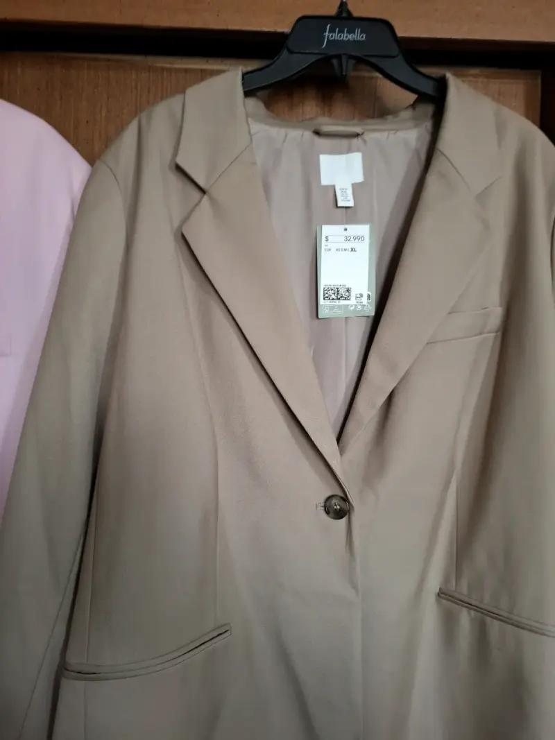 Blazer beige y rosado elegante para mujer talla XL - 2