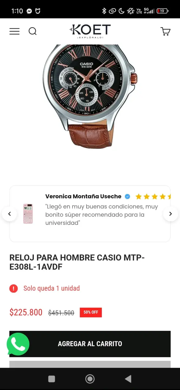 Reloj Casio con Correa de Cuero Marrón - 4
