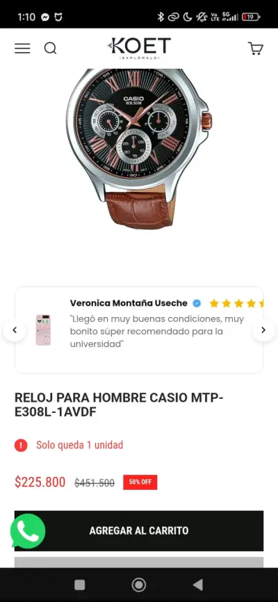 Reloj Casio con Correa de Cuero Marrón - miniatura 4