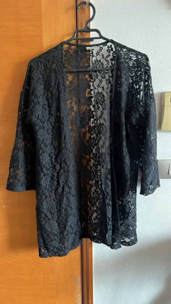 Kimono de encaje negro para mujer - 1