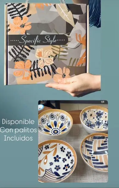 Set de Bowls de Cerámica con Diseño Floral - miniatura 1