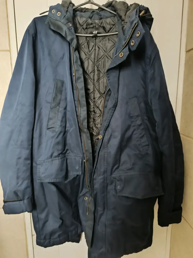 Parka azul con capucha H&M para hombre - 1