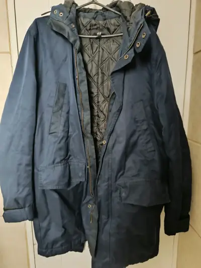 Parka azul con capucha H&M para hombre - miniatura 1