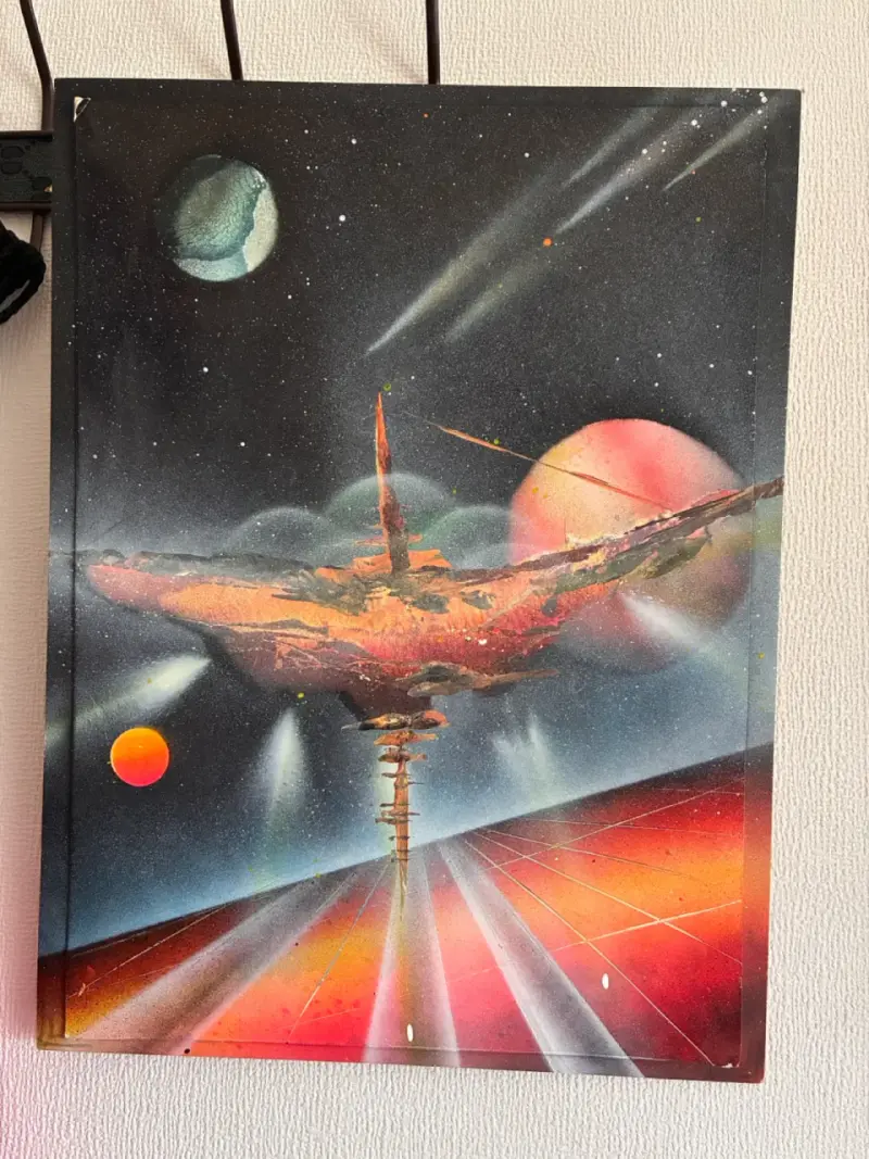 Cuadro de arte espacial con planetas y cometas - 1