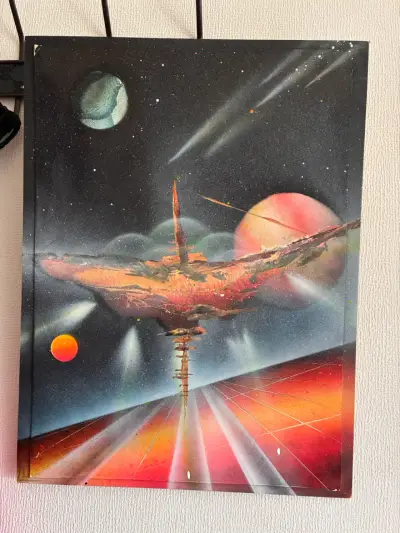 Cuadro de arte espacial con planetas y cometas - miniatura 1