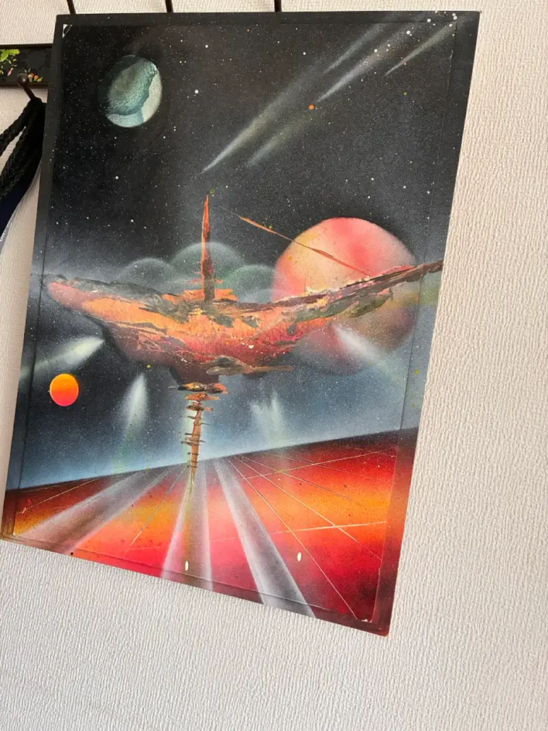 Cuadro de arte espacial con planetas y cometas - 3