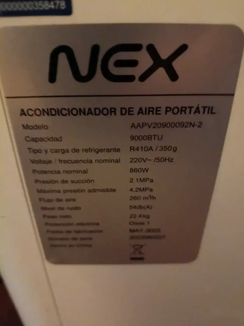 Aire Acondicionado Portátil Nex 9000BTU - 3