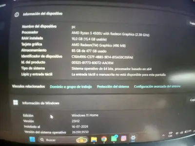 Laptop Acer con AMD Ryzen 5 y 16GB RAM, 500 SDD - miniatura 3