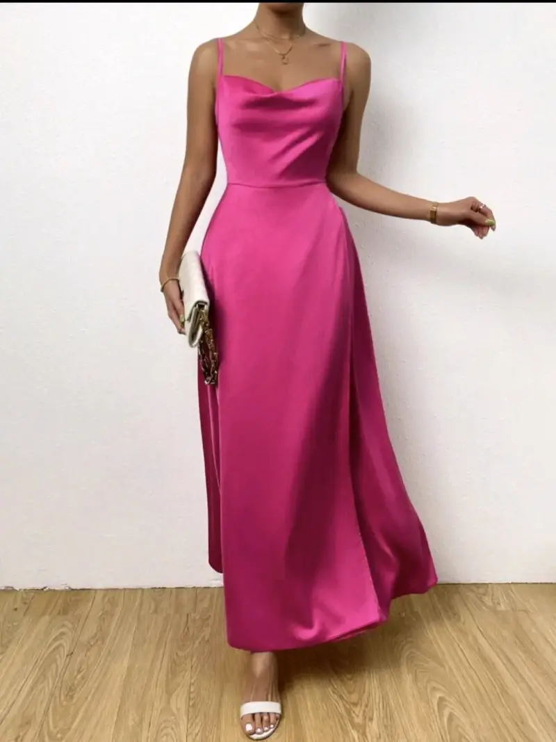 Vestido largo fucsia SHEIN - 1