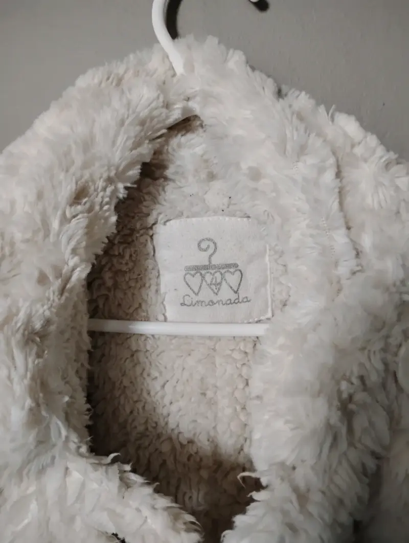 Abrigo de peluche blanco para niña - 3