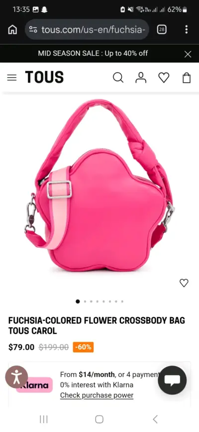Cartera cruzada fucsia Tous Carol en forma de flor - miniatura 2