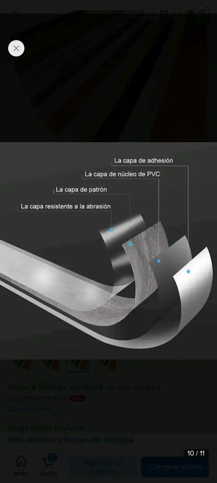 Piso vinílico PVC color gris - 2