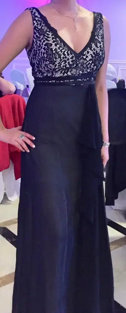 Vestido de noche negro con encaje - 5