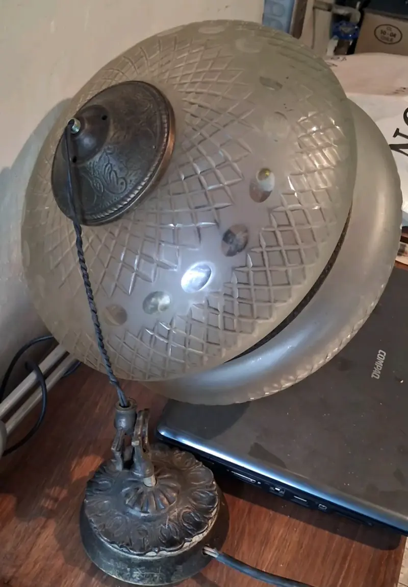 Lámpara de Techo Vintage de Vidrio y Metal - 1
