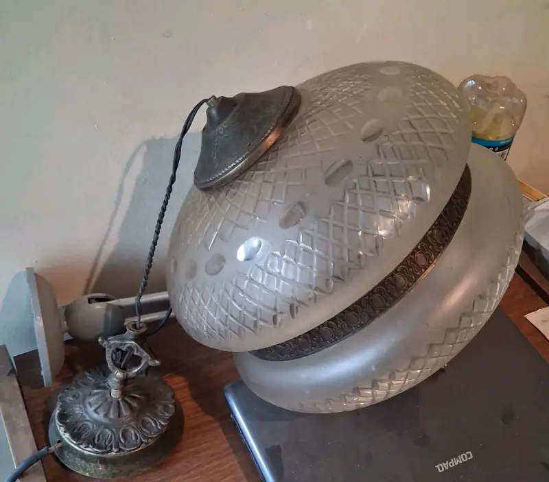 Lámpara de Techo Vintage de Vidrio y Metal - 3