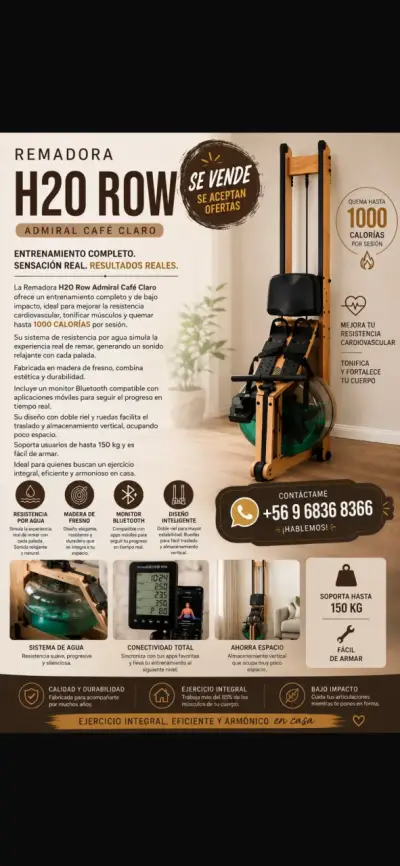 Remadora H2O Row Admiral Café Claro con Bluetooth - miniatura 1