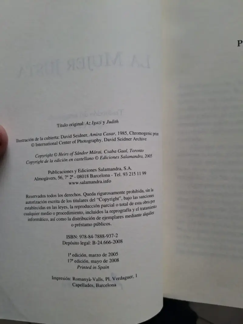 Libro 'La Mujer Justa' de Sándor Márai - 4