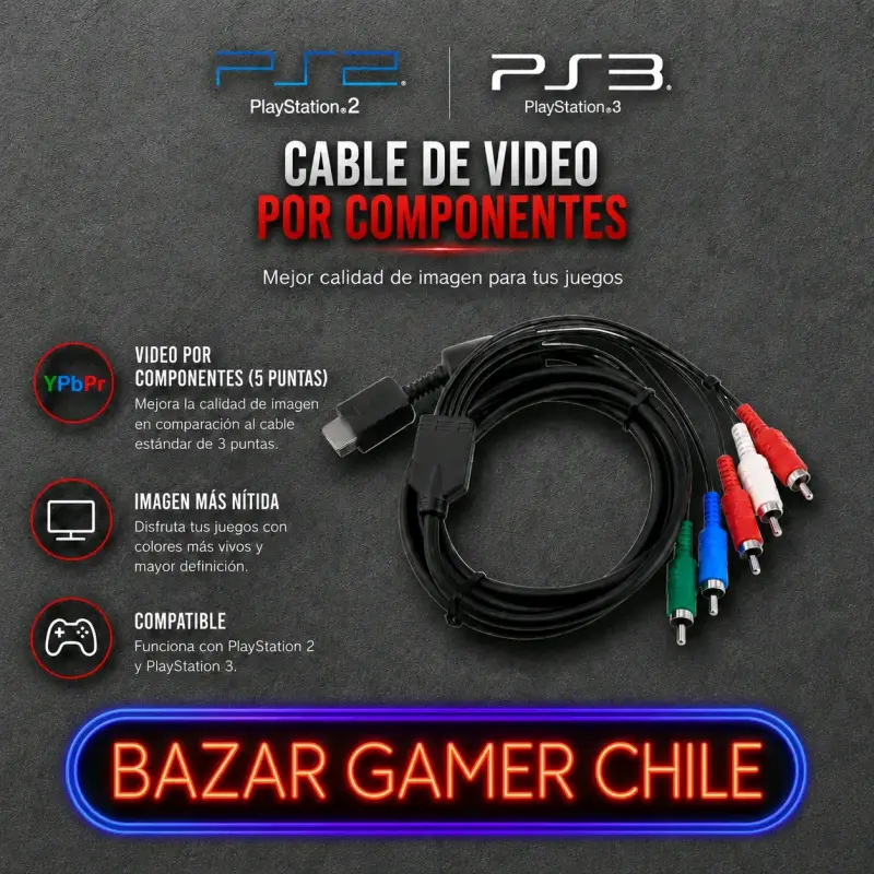 Cable de Video Componentes PS2 y PS3
