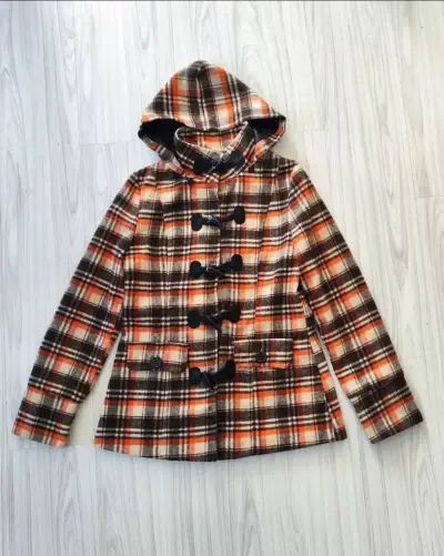 Chaqueta Mujer Cuadros Café Talla S - miniatura 1