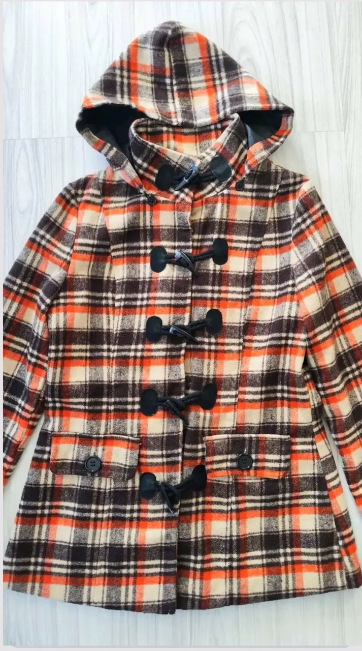 Chaqueta Mujer Cuadros Café Talla S - 2