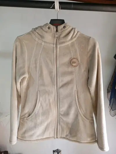 Chaqueta de polar beige con capucha - miniatura 1