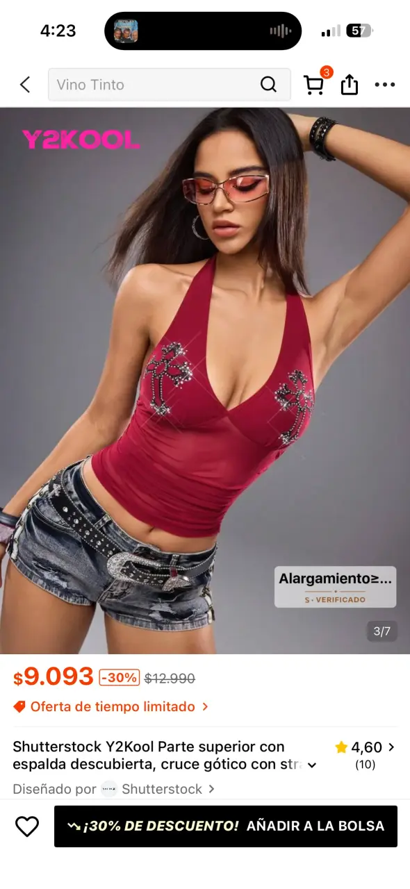 Top rojo vino con diseño y2k - 4