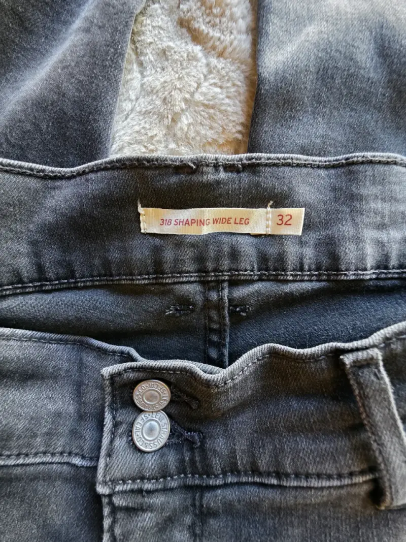 Jeans gris de pierna ancha talla 32 - 1
