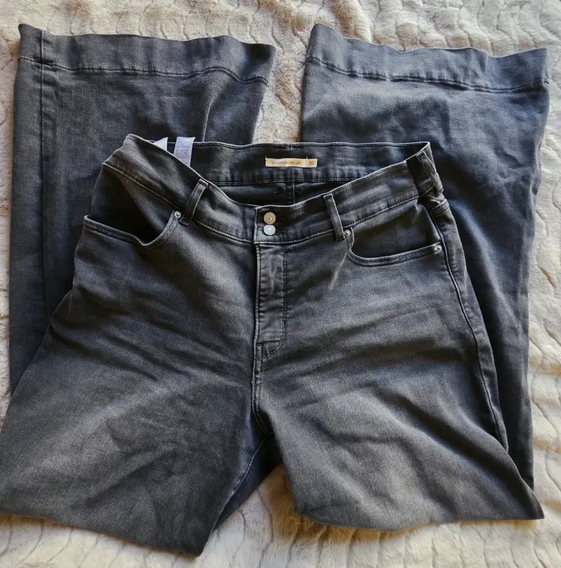 Jeans gris de pierna ancha talla 32 - 3