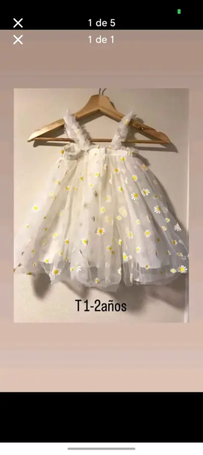 Vestido de niña con flores para 1-2 años - miniatura 1